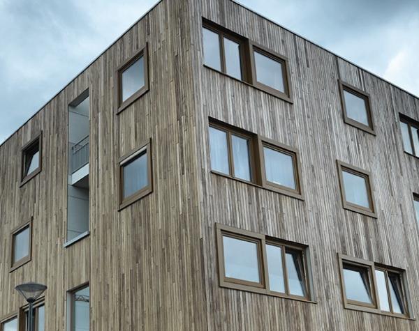 Gevelbekleding met onbehandeld Timborana hout