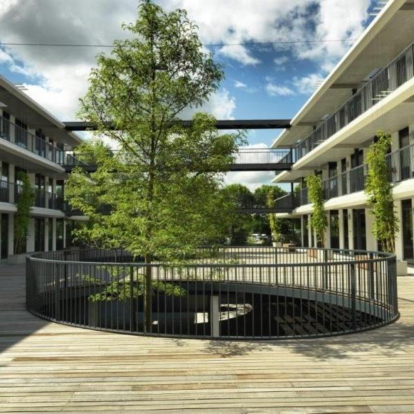 An overview of the inner terrace of the  Broeckgebouw in Volendam