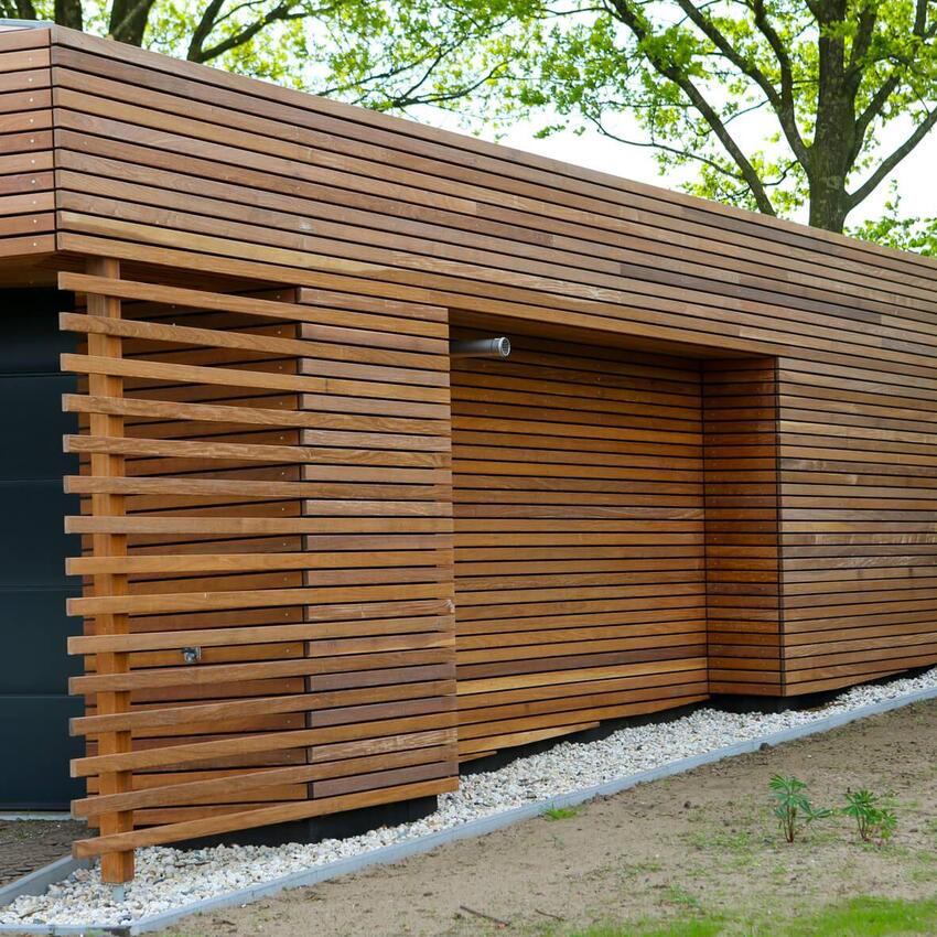 Ipé hout gevelbekleding met warme uitstraling